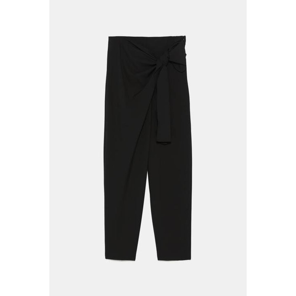 Zara Black‎ Wrap Front Wide Leg Pants XS NWT
